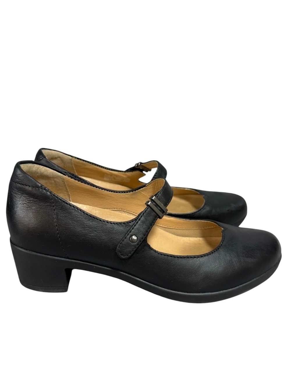 Dansko Callista Black Leather Heeled Mary Jane Pumps